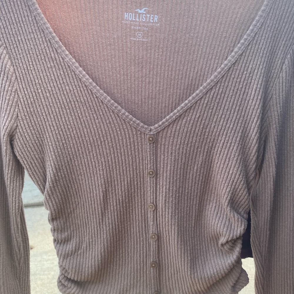 Hollister Brown Ribbed Baby Tee